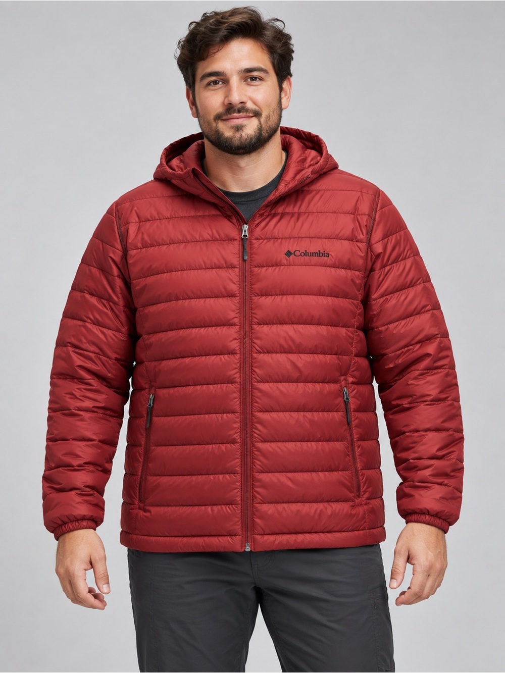 Columbia XL Red TurboDown Omni-Heat Hooded Puffer Jacket